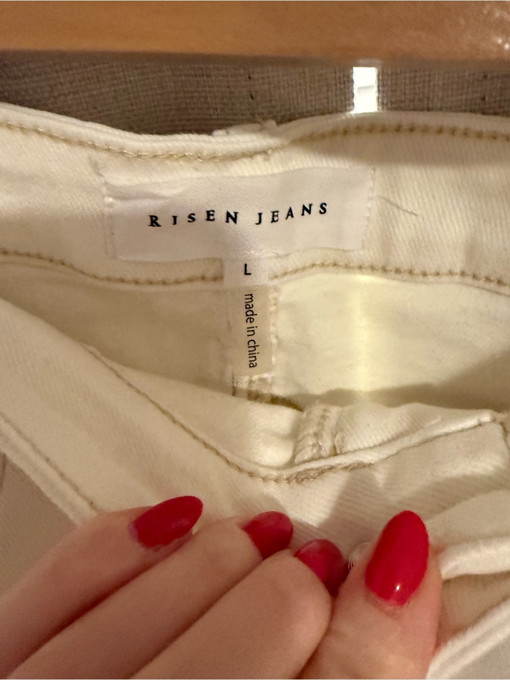 New Risen Jeans Cream Denim A-Line Skirt Large - Picture 2 of 3